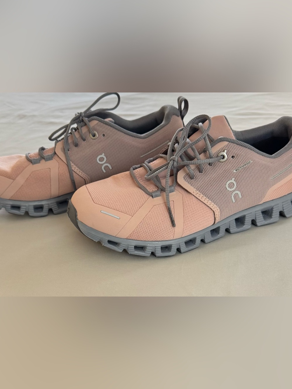 On Running Women's Athletic Sneakers in Blush Pink and Gray